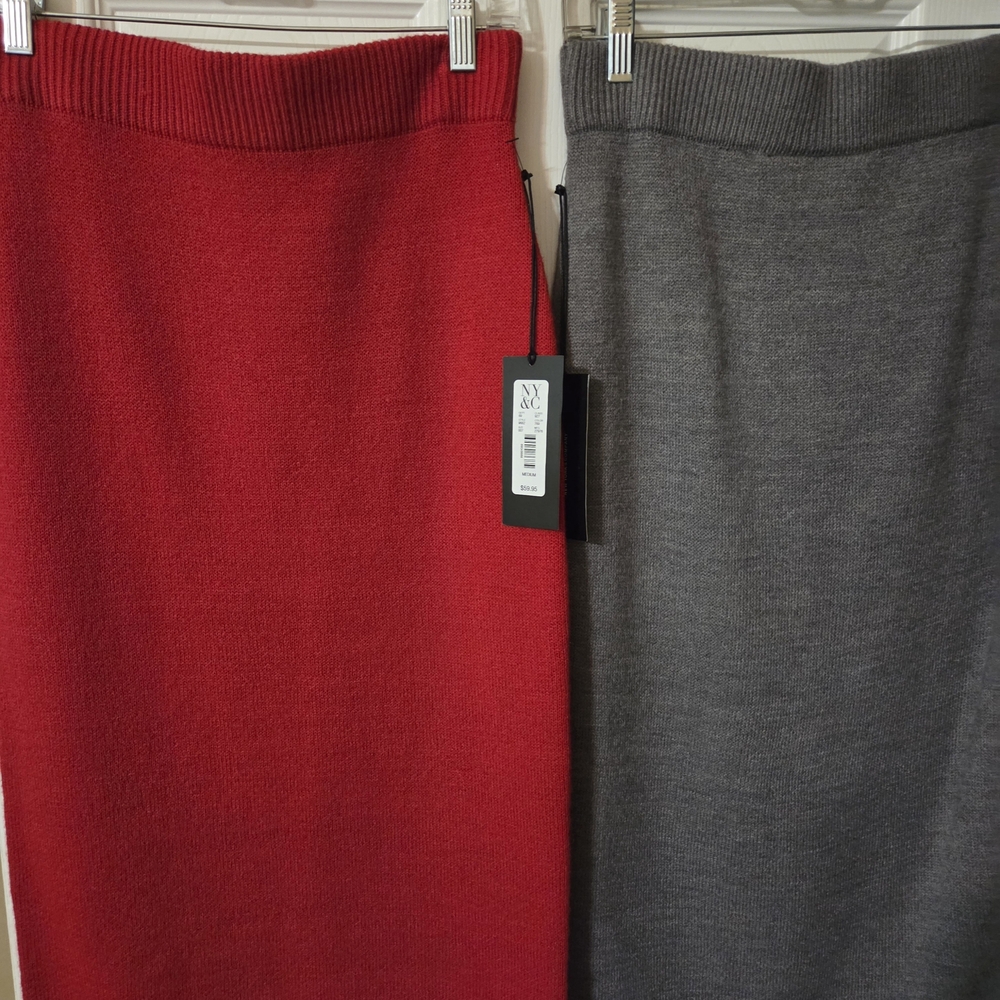NWT New York & Company Red and Gray Pencil Skirts